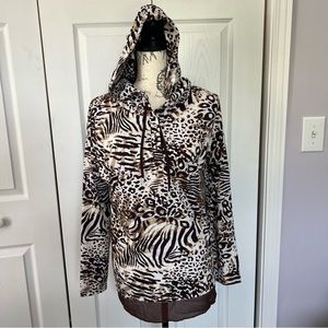 NWT Simply Noelle Animal Print Hooded Top size S/M